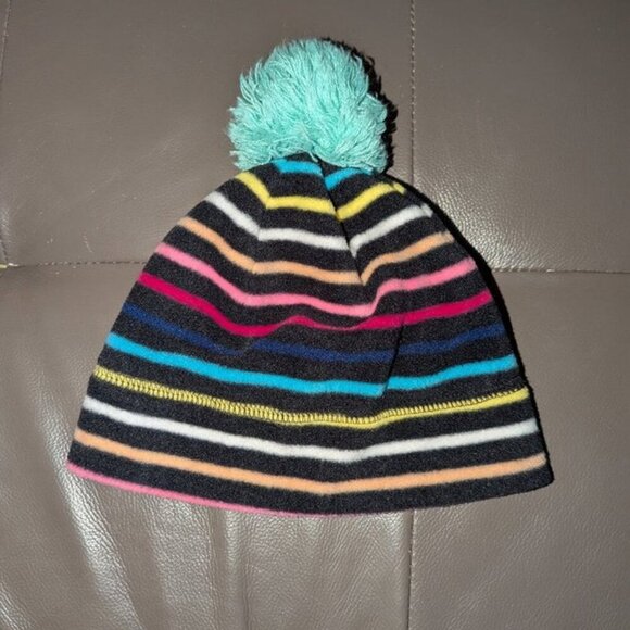 *3 FOR $9* Target Made For Play Fleece Rainbow Striped Pom Pom Winter Hat Beanie - Picture 1 of 1